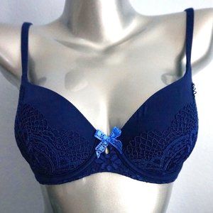VS Body by Victoria Lined Demi Bra 32D Navy Blue